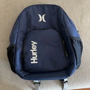 Hurley Backpack Blue White With Logo School Bag Hiking Travel Sports